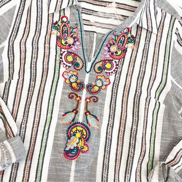 NEW Soft Surroundings Brookhaven Aruba Floral Embroidered Longline Cotton Tunic - Picture 8 of 14